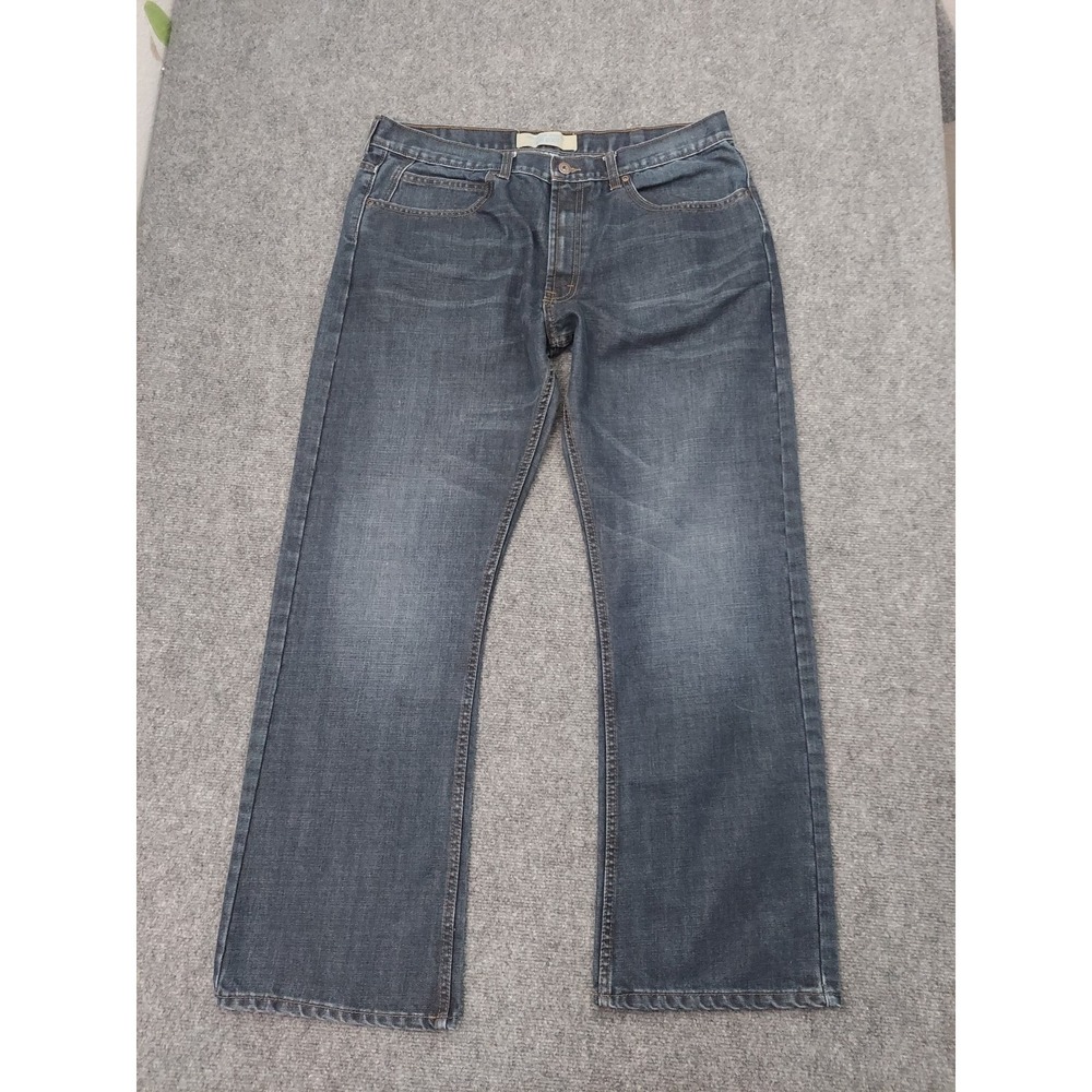 Wrangler Jeans Mens 36x32 Blue Slim Bootcut Dark Wash Whiskered Western Cowboy